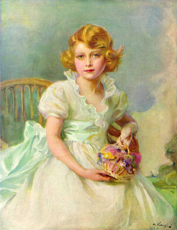 Принцесса Йоркская, она же будущая Елизавета II в семилетнем возрасте. Портрет кисти Филиппа Алексиса де Ласло, 1933