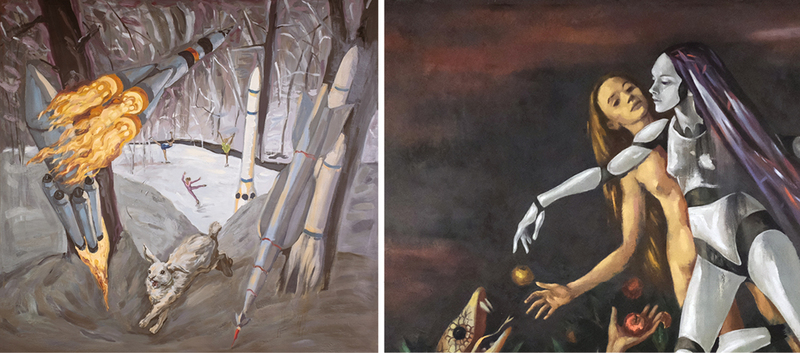 1. Wintery Forest 150x160cm oil on linen 2022. 2.  Last Day in Paradise 80x95cm